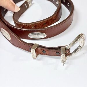 Nocona Men’s Brown Leather Belt Top Hand Tapered Oval Conchos Size 44